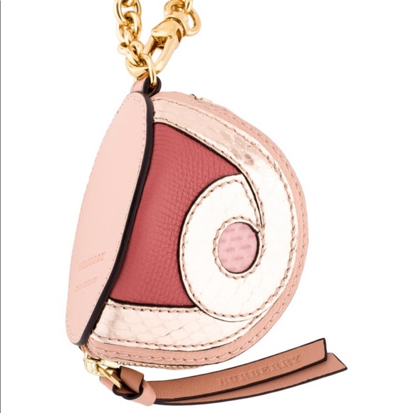 BURBERRY ~ pink leather coin purse keychain - Picture 2 of 7